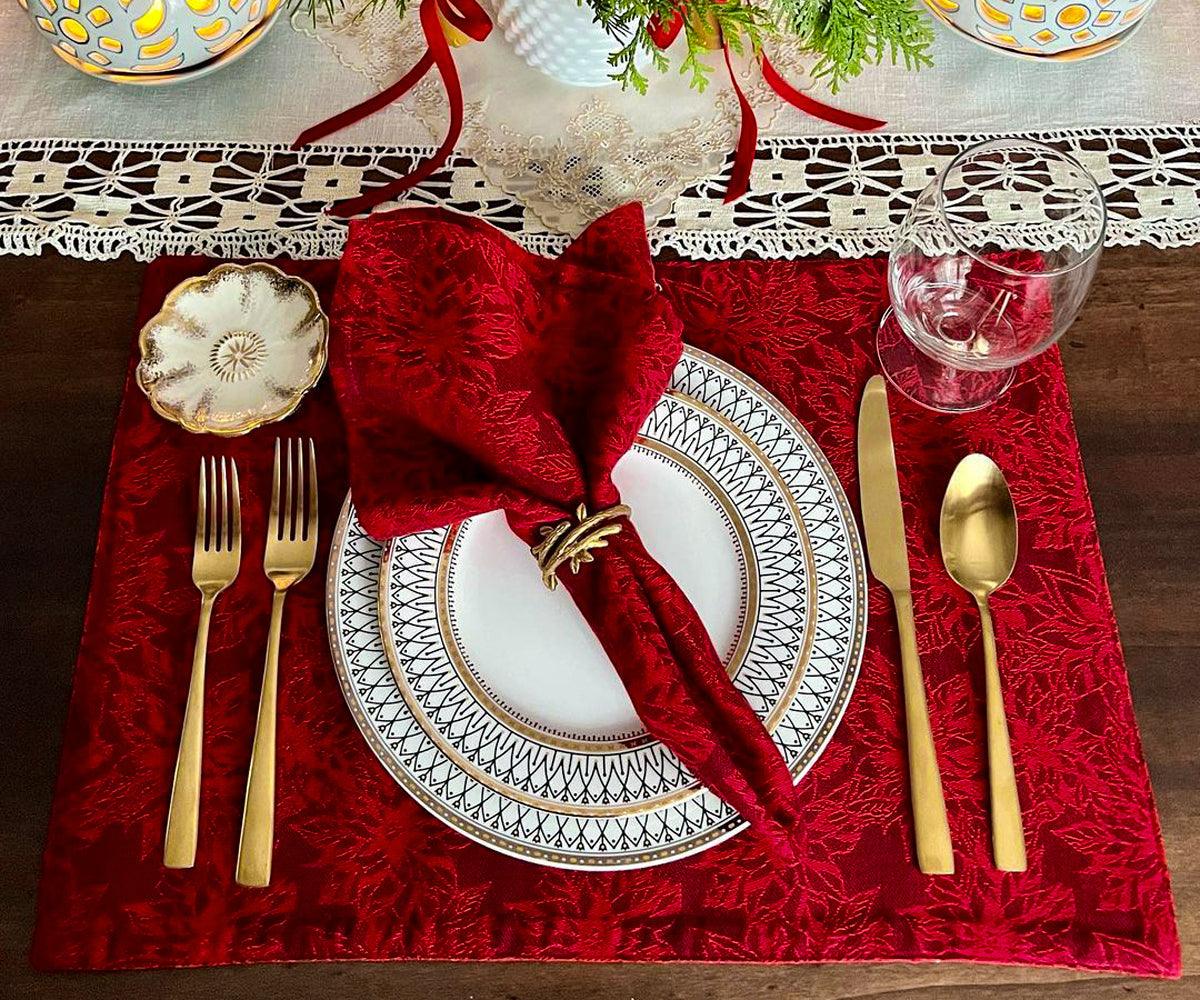Red Napkins - Floral Napkins