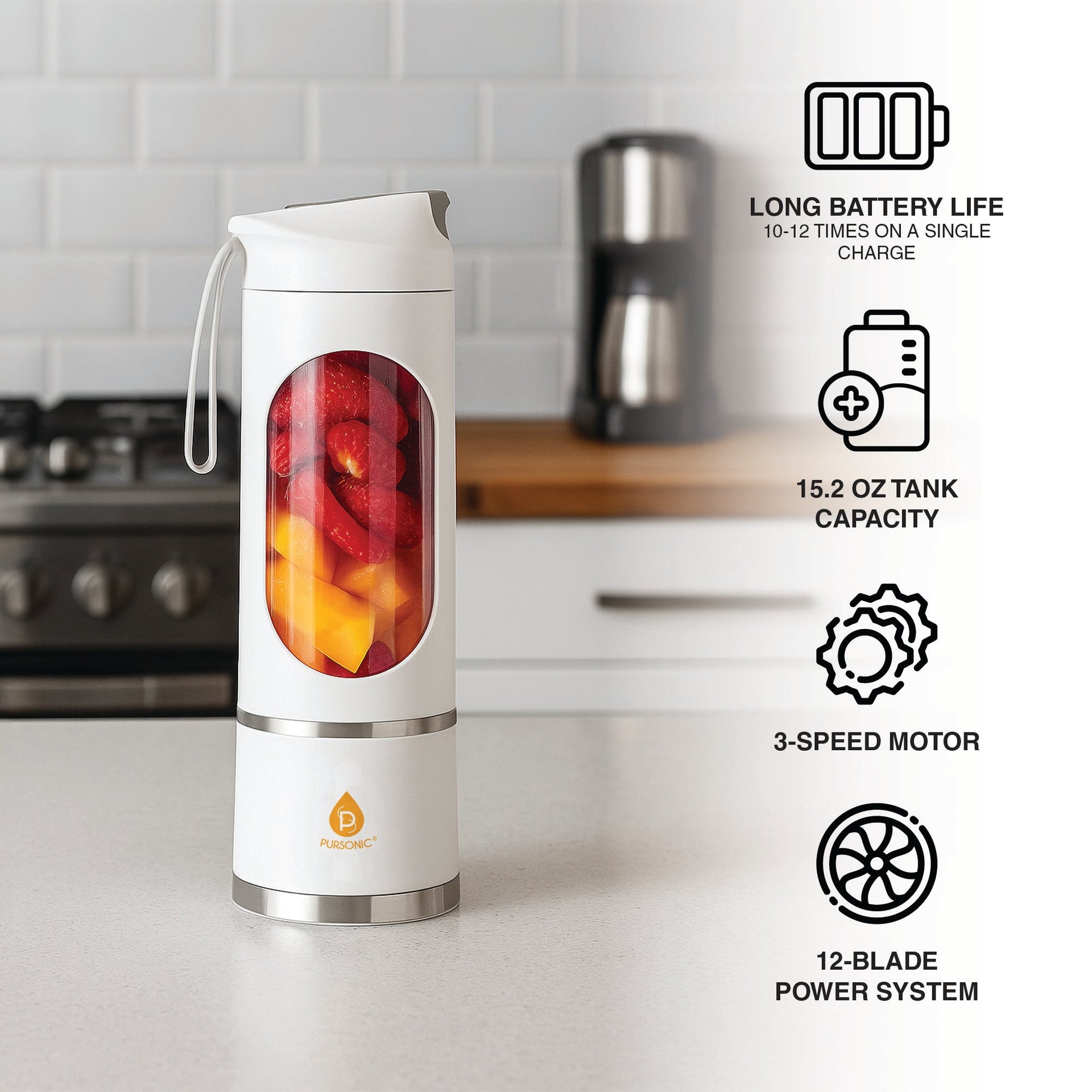 Pursonic Wellness Essentials Bundle: Bathroom Digital Scale + USB Portable Juicer & Blender Cup