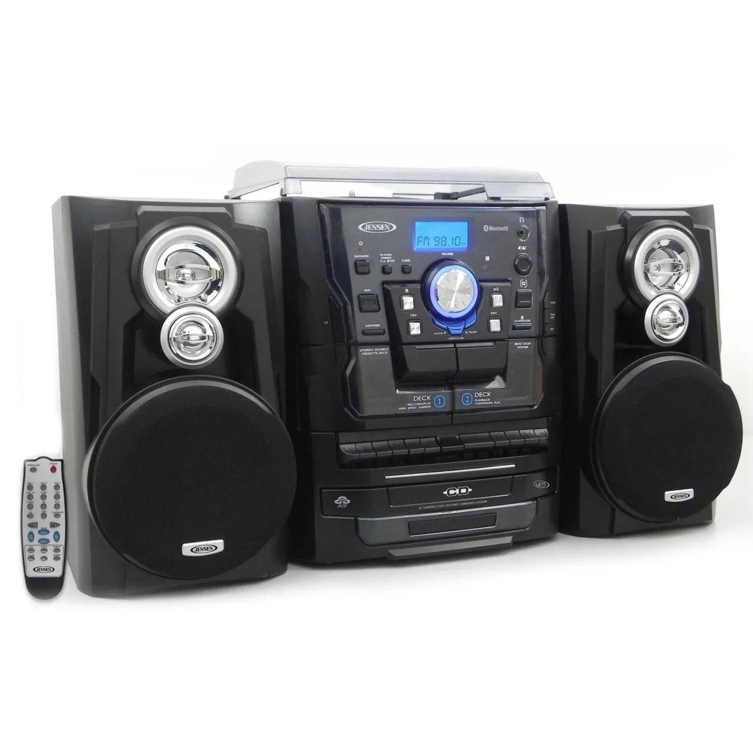Jensen Shelf Stereo with Turntable, 3 CD Player / Changer & Dual Cassette - Gifts for You 'n Me