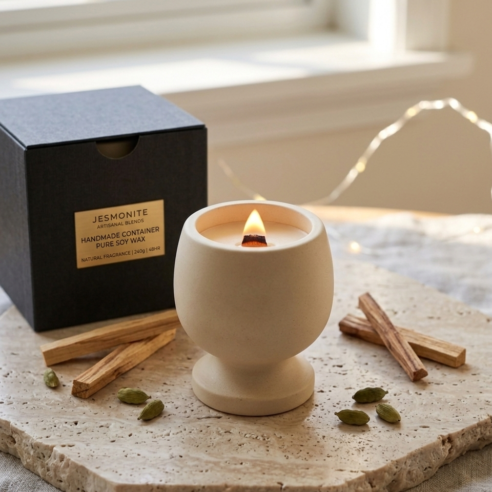 Jesmonite Pedestal Candle