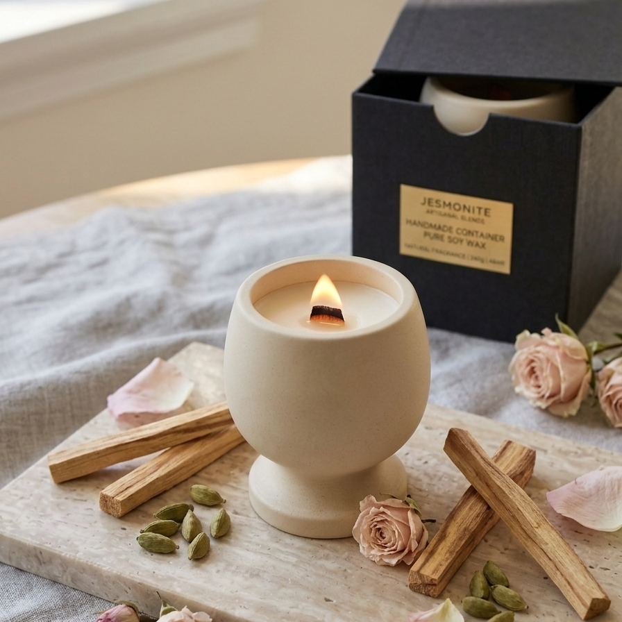 Jesmonite Pedestal Candle