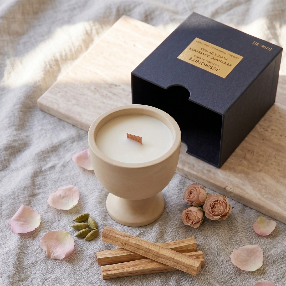Jesmonite Pedestal Candle