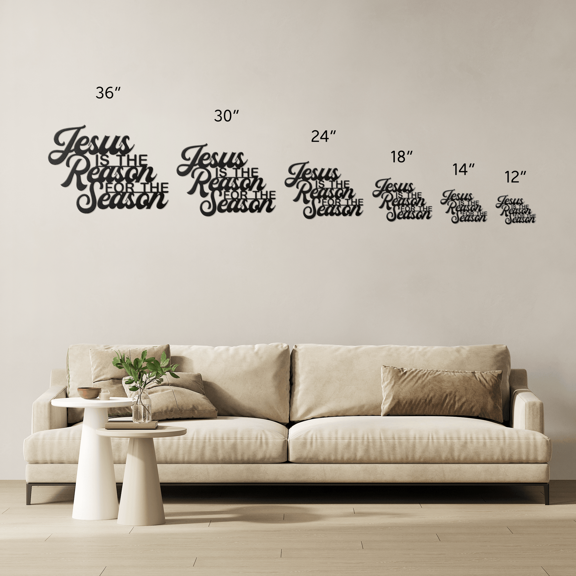 Jesus Is the Reason for the Season – Christmas Metal Wall Sign - 5 Colors & 6 Sizes!