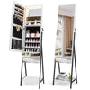 Lockable Freestanding Jewelry Organizer with Full-Length Frameless Mirror-White - White