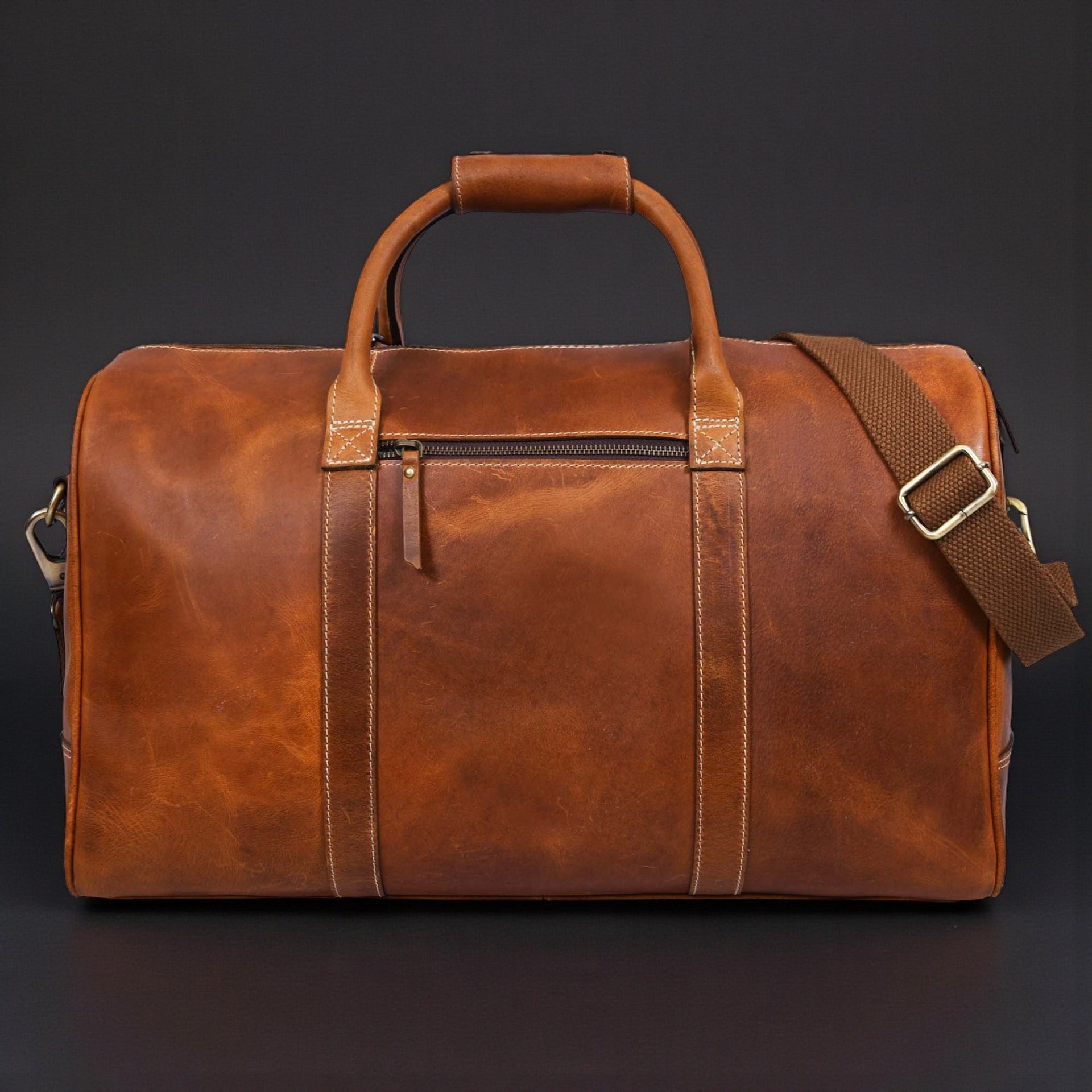 The Wayfarer Bag - Cognac Classic Full-Grain Leather Duffle Bag NAB Leather