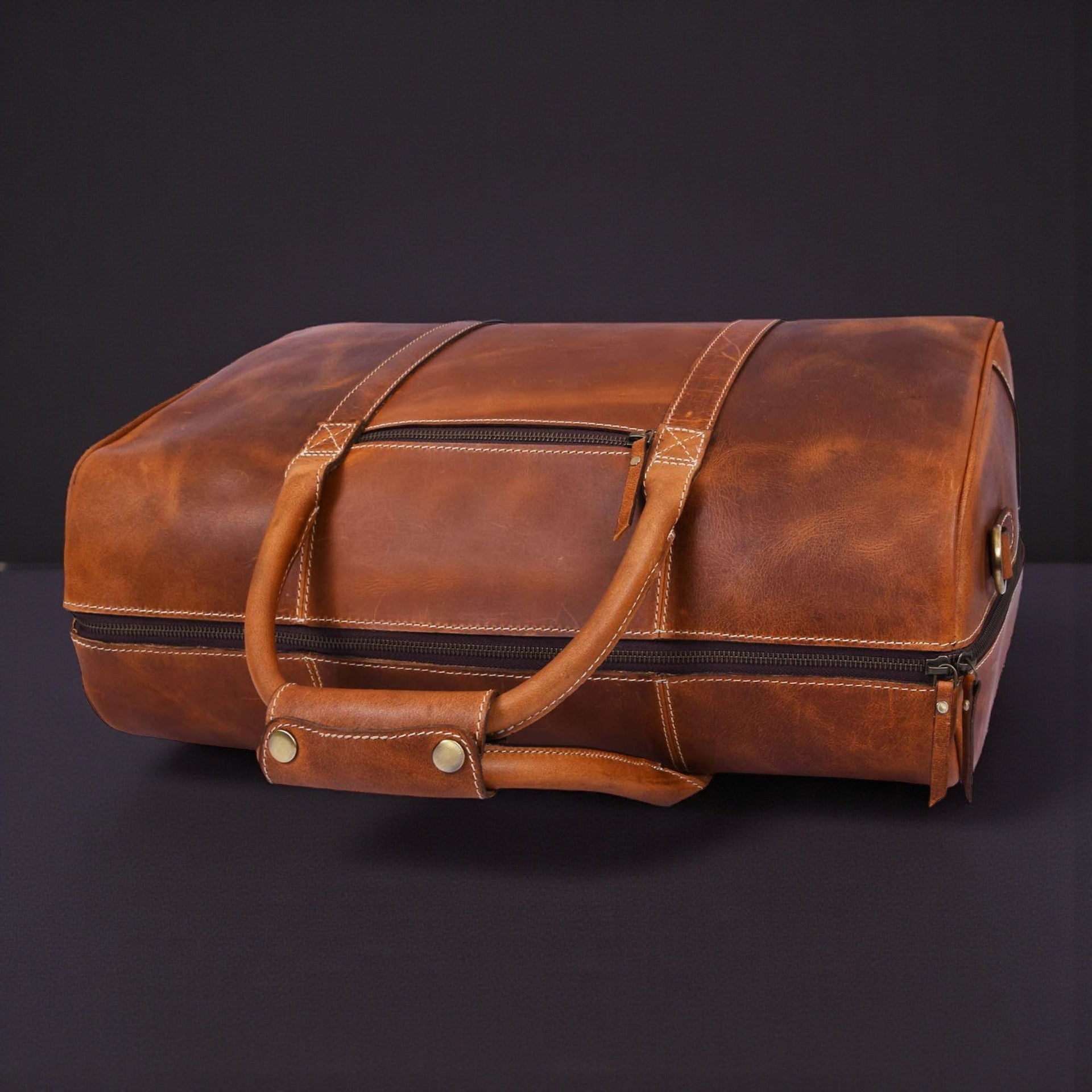 The Wayfarer Bag - Cognac Classic Full-Grain Leather Duffle Bag NAB Leather