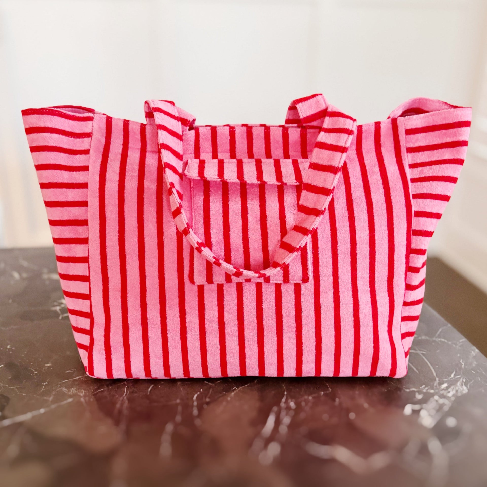 Jumbo Terry Cloth Carryall Striped Beach Bag