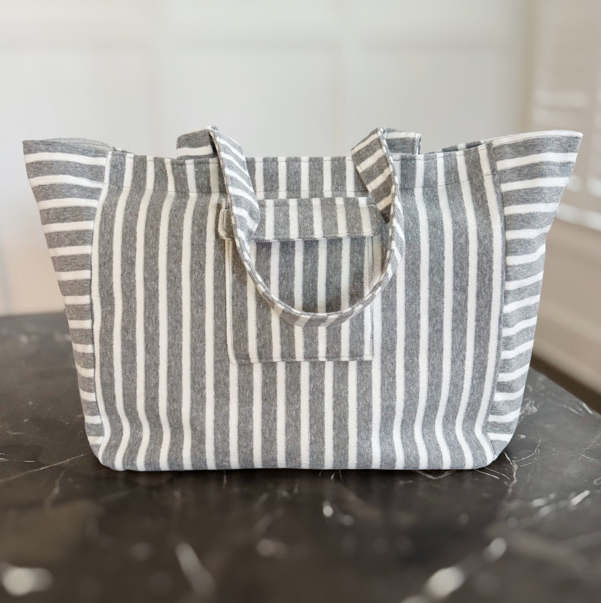 Jumbo Terry Cloth Carryall Striped Beach Bag