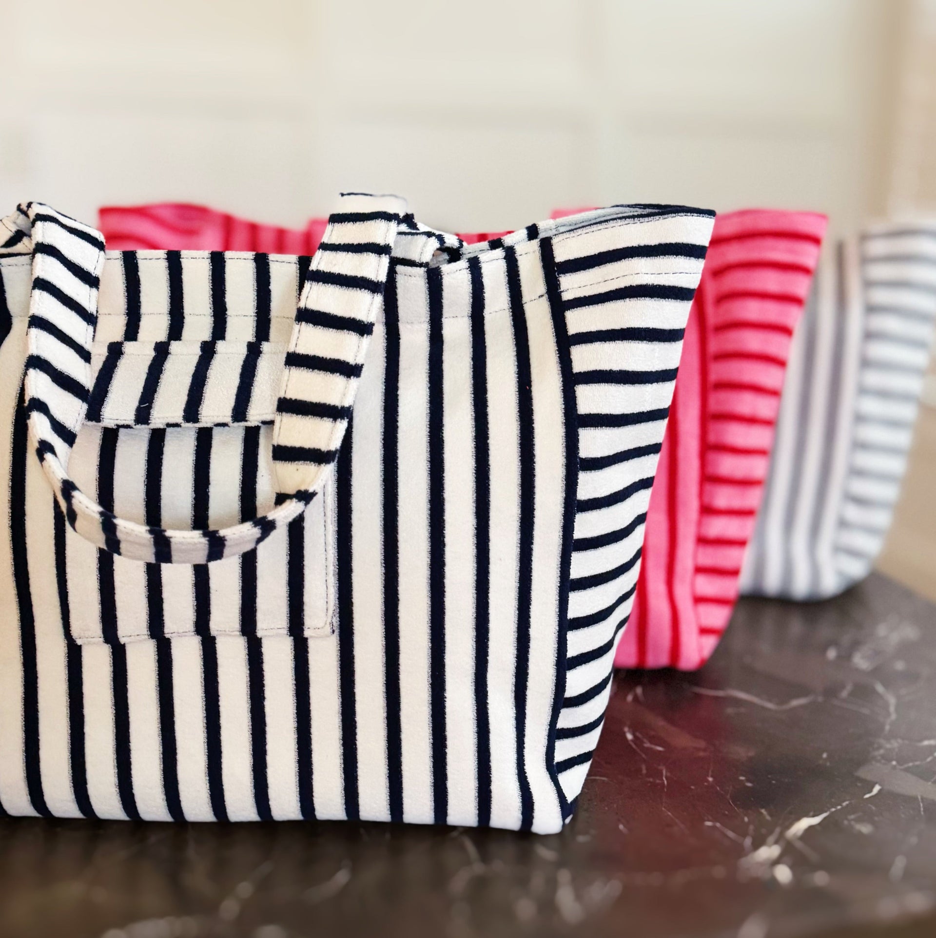 Jumbo Terry Cloth Carryall Striped Beach Bag