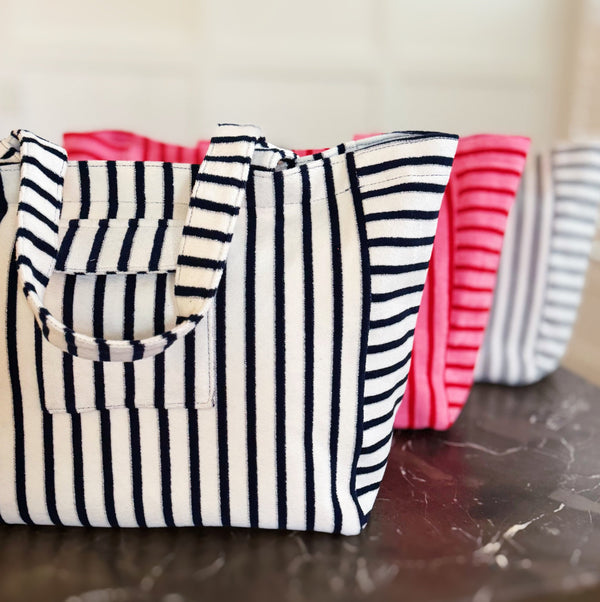 Jumbo Terry Cloth Carryall Striped Beach Bag