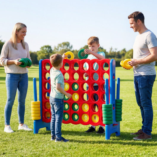 Jumbo 4-to-Score Game Set for Kids and Adults 3.5FT Tall by 4FT Wide Oversized Family Fun Game-Blue