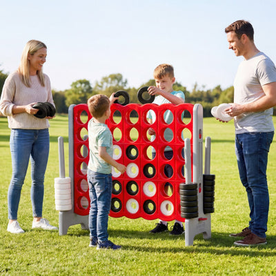Jumbo 4-to-Score Game Set for Kids and Adults 3.5FT Tall by 4FT Wide Oversized Family Fun Game-Gray