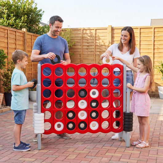 Jumbo 4-to-Score Game Set for Kids and Adults 3.5FT Tall by 4FT Wide Oversized Family Fun Game-Gray