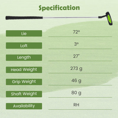 Junior Mallet Putter Individual Gold Club for 8-10 years old Kids-Green