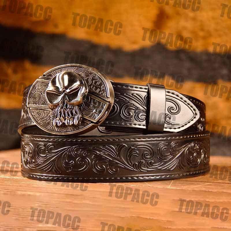 Waist41-46 Inch Black Leather Belt with Block Buckle - Gifts for You 'n Me