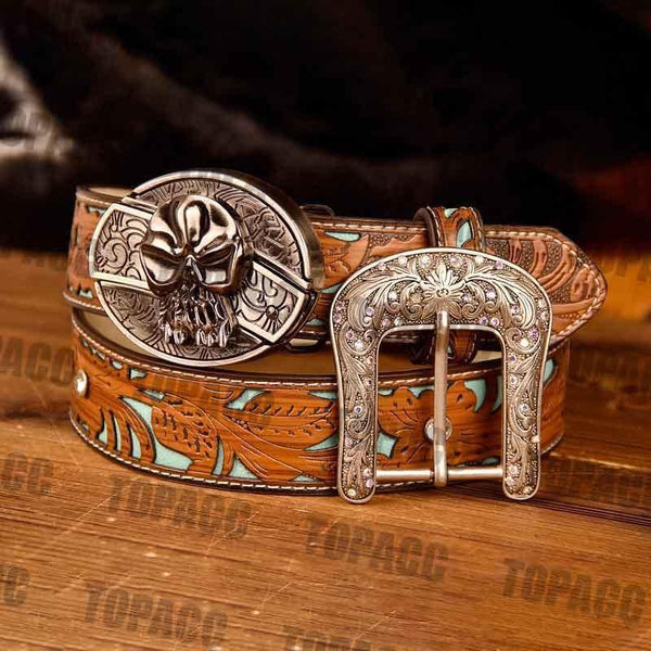 TOPACC Western Turquoise Belts - Buckle with Block - Gifts for You 'n Me