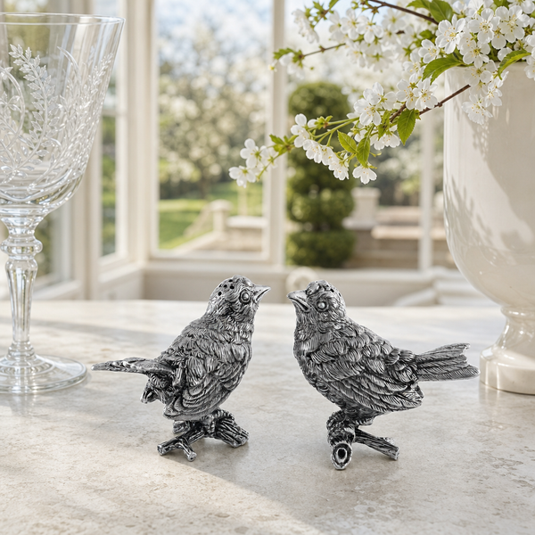 Pewter Song Birds Salt & Pepper Set