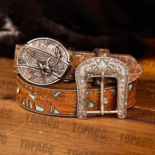 TOPACC Western Turquoise Belts - Buckle with Block - Gifts for You 'n Me