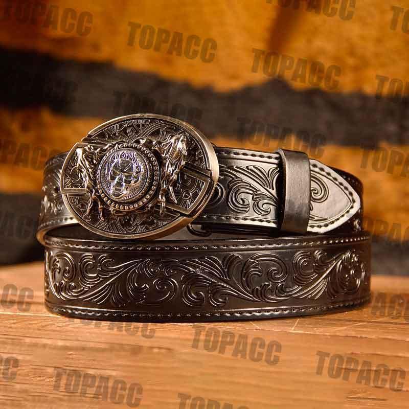 Waist41-46 Inch Black Leather Belt with Block Buckle - Gifts for You 'n Me