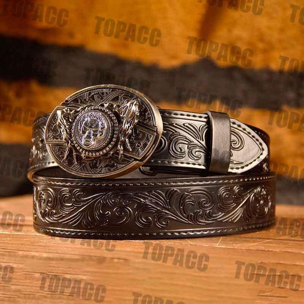 Waist41-46 Inch Black Leather Belt with Block Buckle - Gifts for You 'n Me