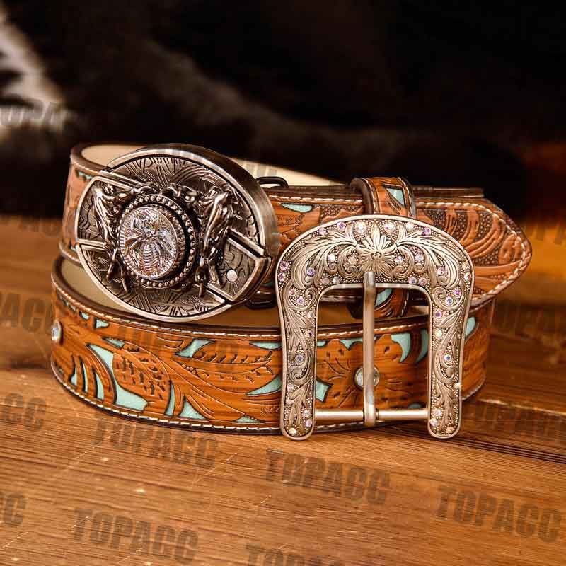 TOPACC Western Turquoise Belts - Buckle with Block