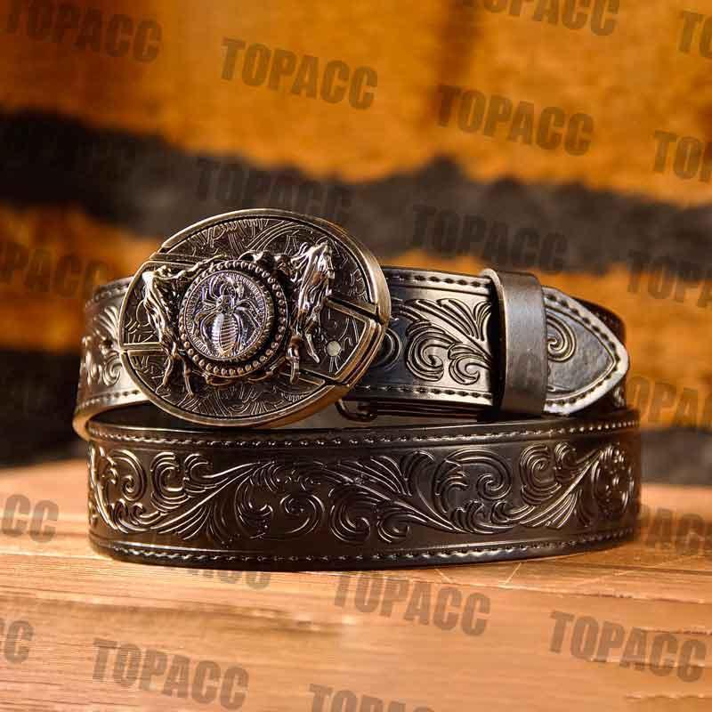 Waist41-46 Inch Black Leather Belt with Block Buckle - Gifts for You 'n Me