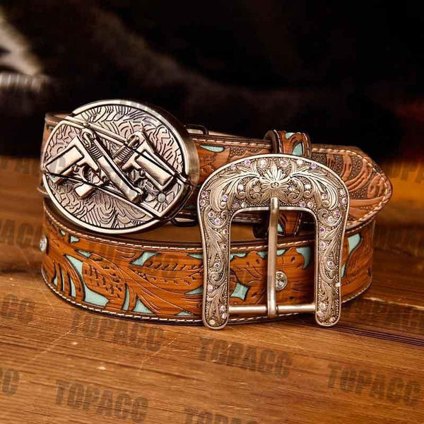 TOPACC Western Turquoise Belts - Buckle with Block - Gifts for You 'n Me