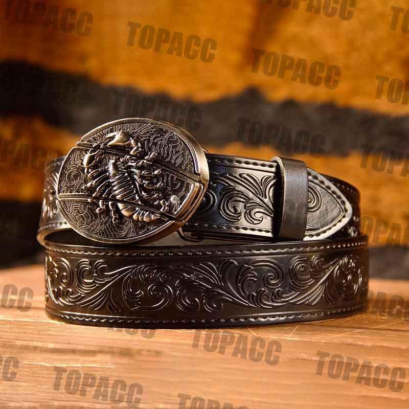 Waist41-46 Inch Black Leather Belt with Block Buckle - Gifts for You 'n Me