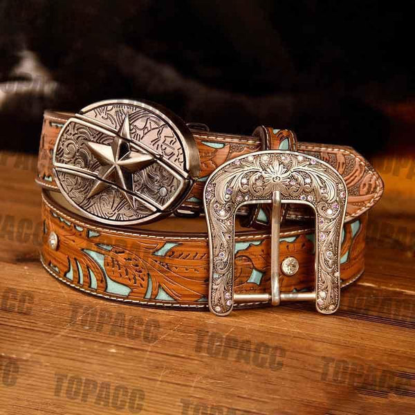 TOPACC Western Turquoise Belts - Buckle with Block - Gifts for You 'n Me