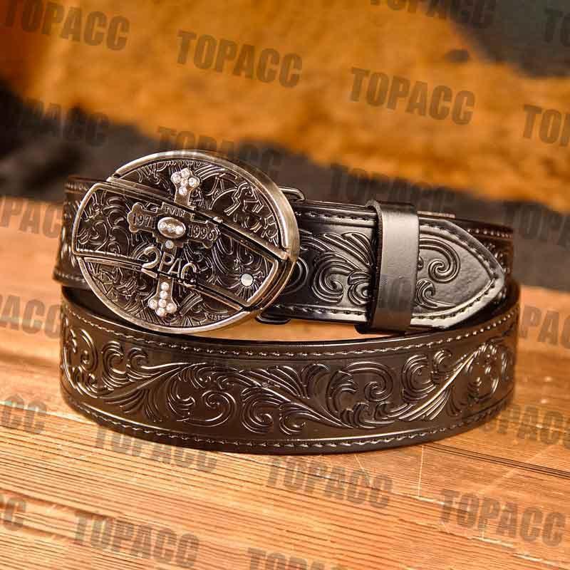 Waist41-46 Inch Black Leather Belt with Block Buckle - Gifts for You 'n Me