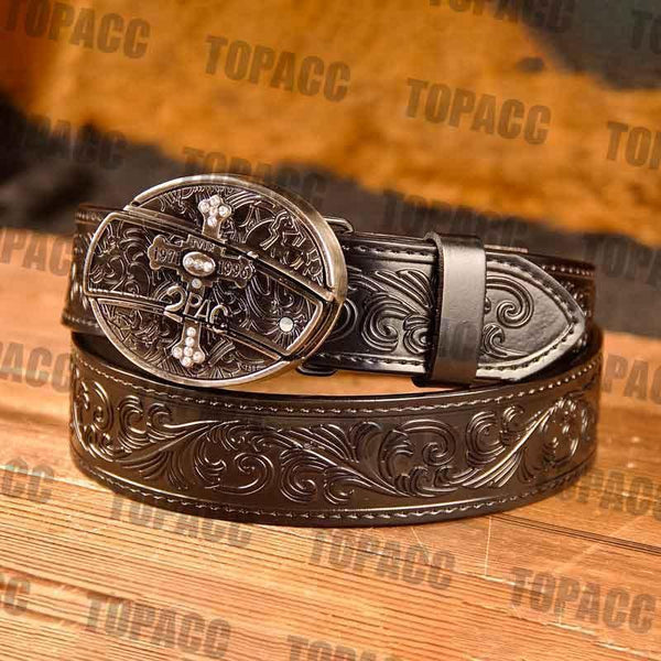 Waist41-46 Inch Black Leather Belt with Block Buckle - Gifts for You 'n Me