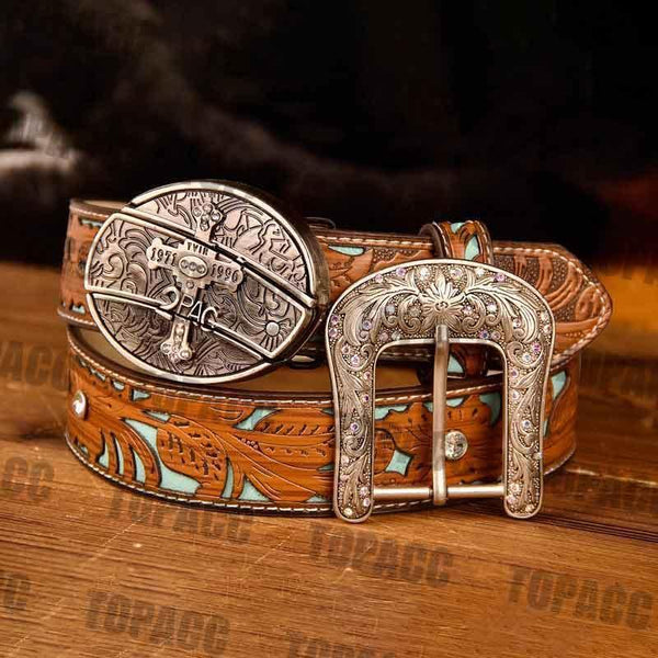 TOPACC Western Turquoise Belts - Buckle with Block - Gifts for You 'n Me