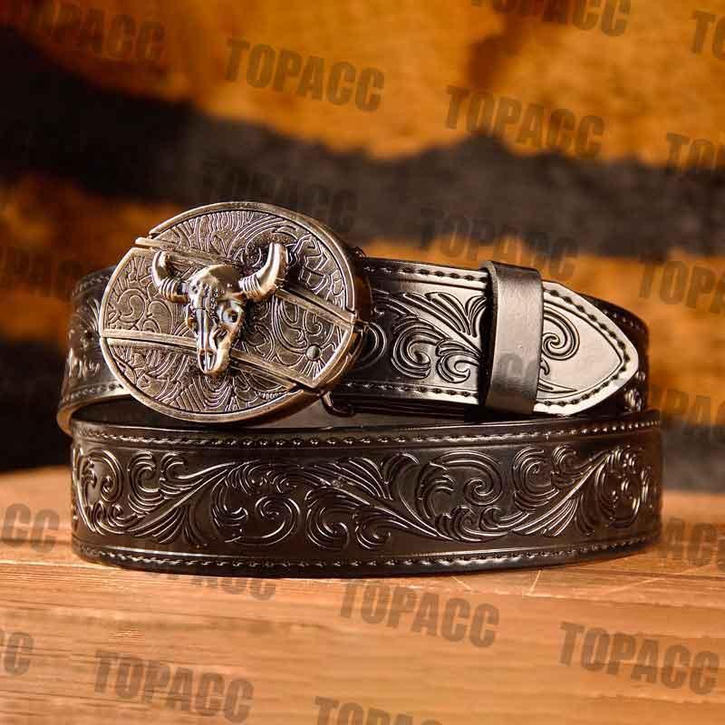 Waist41-46 Inch Black Leather Belt with Block Buckle - Gifts for You 'n Me