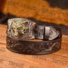TOPACC Western Black Leather Patterned Tool Belt - Square with Holder Buckle