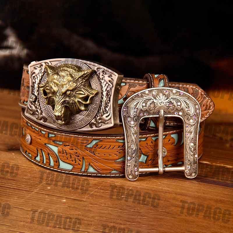 TOPACC Western Turquoise Belts - Square Buckle with Block - Gifts for You 'n Me