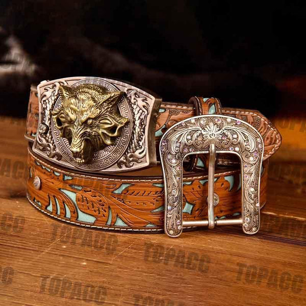TOPACC Western Turquoise Belts - Square Buckle with Block - Gifts for You 'n Me