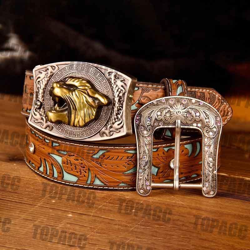 TOPACC Western Turquoise Belts - Square Buckle with Block - Gifts for You 'n Me