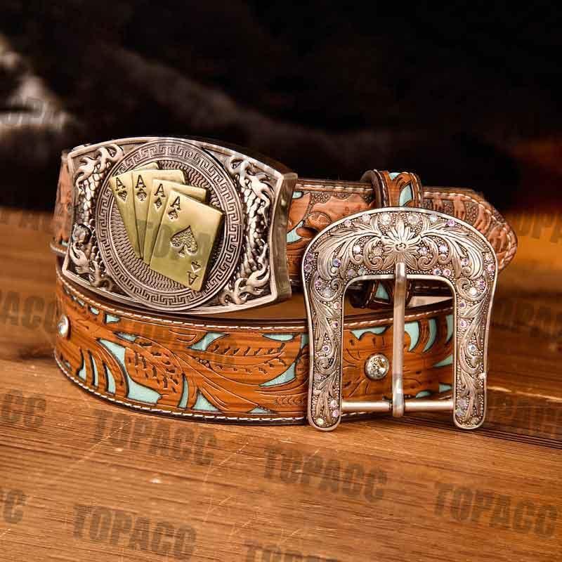 TOPACC Western Turquoise Belts - Square Buckle with Block - Gifts for You 'n Me