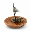 Bronze Song Bird Wood Tidbit Server Bowl