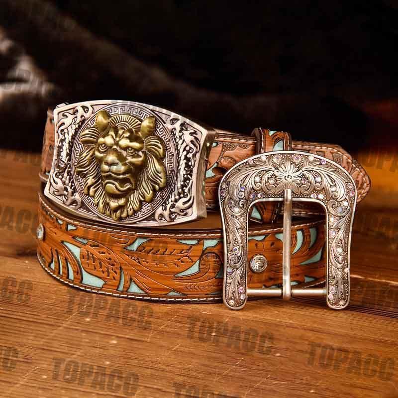 TOPACC Western Turquoise Belts - Square Buckle with Block - Gifts for You 'n Me