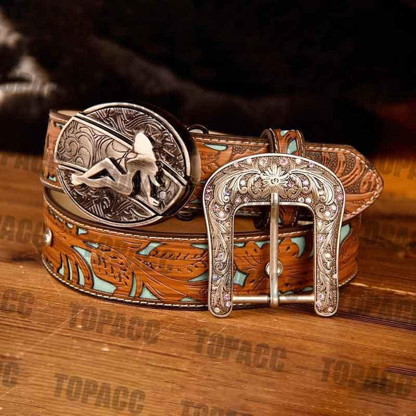TOPACC Western Turquoise Belts - Buckle with Block - Gifts for You 'n Me