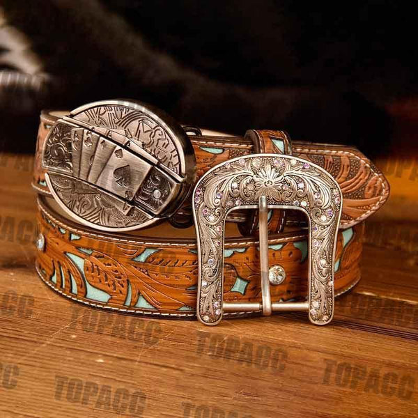 TOPACC Western Turquoise Belts - Buckle with Block - Gifts for You 'n Me