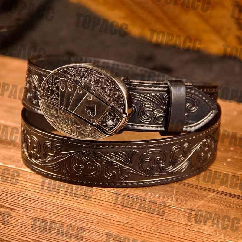 Waist41-46 Inch Black Leather Belt with Block Buckle - Gifts for You 'n Me