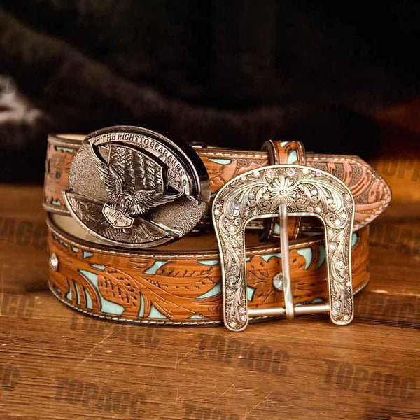 TOPACC Western Turquoise Belts - Buckle with Block - Gifts for You 'n Me