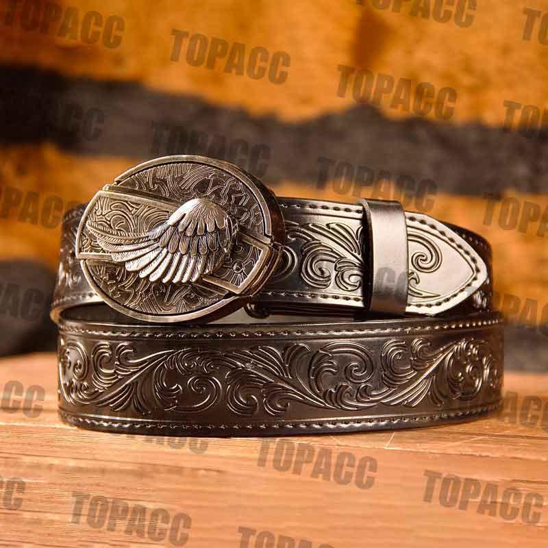 Waist41-46 Inch Black Leather Belt with Block Buckle - Gifts for You 'n Me