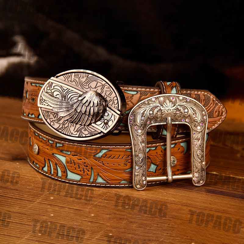 TOPACC Western Turquoise Belts - Buckle with Block