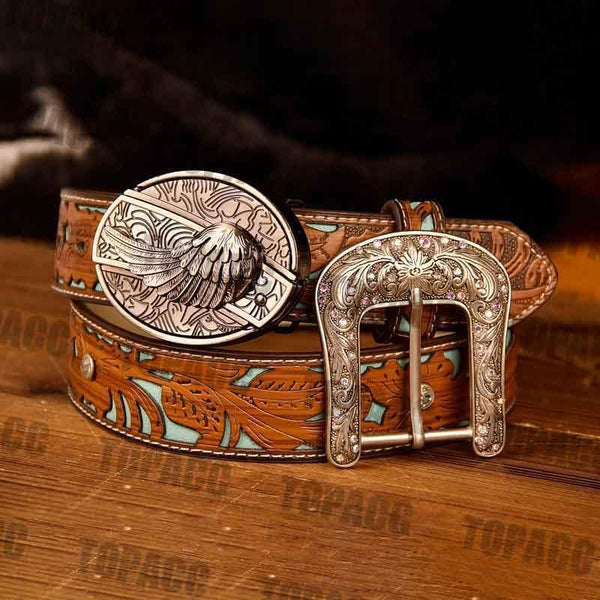 TOPACC Western Turquoise Belts - Buckle with Block - Gifts for You 'n Me