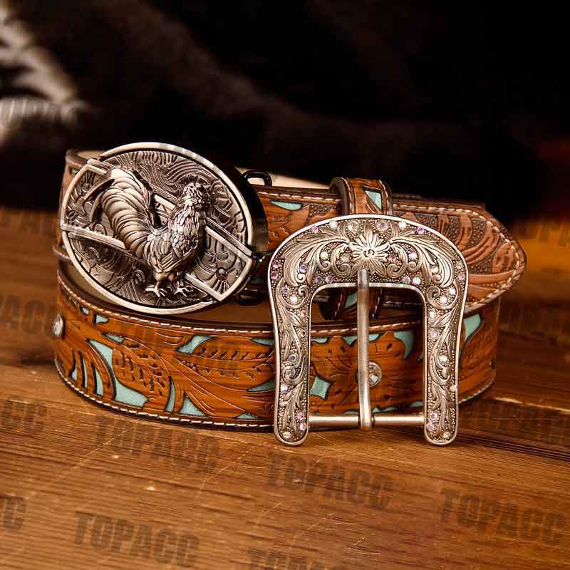 TOPACC Western Turquoise Belts - Buckle with Block