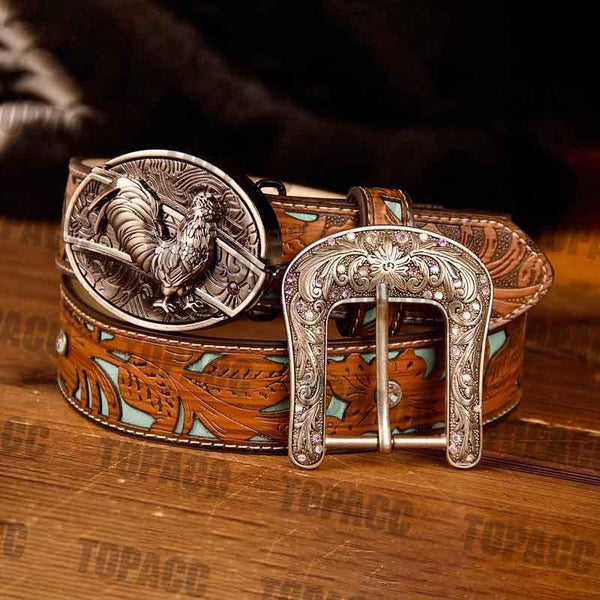 TOPACC Western Turquoise Belts - Buckle with Block - Gifts for You 'n Me