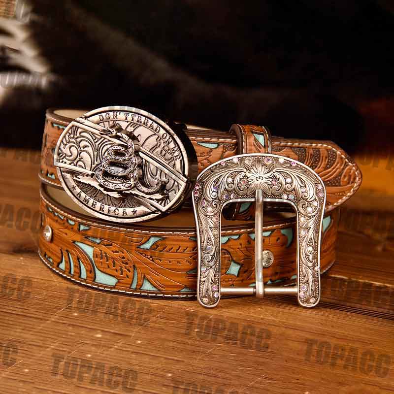 TOPACC Western Turquoise Belts - Buckle with Block